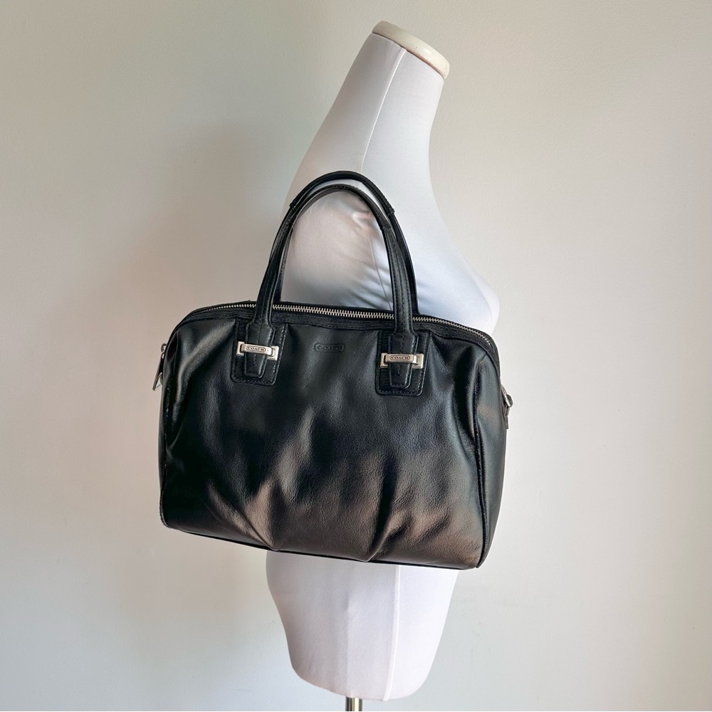 COACH Taylor Black Leather Satchel Carryall Handbag